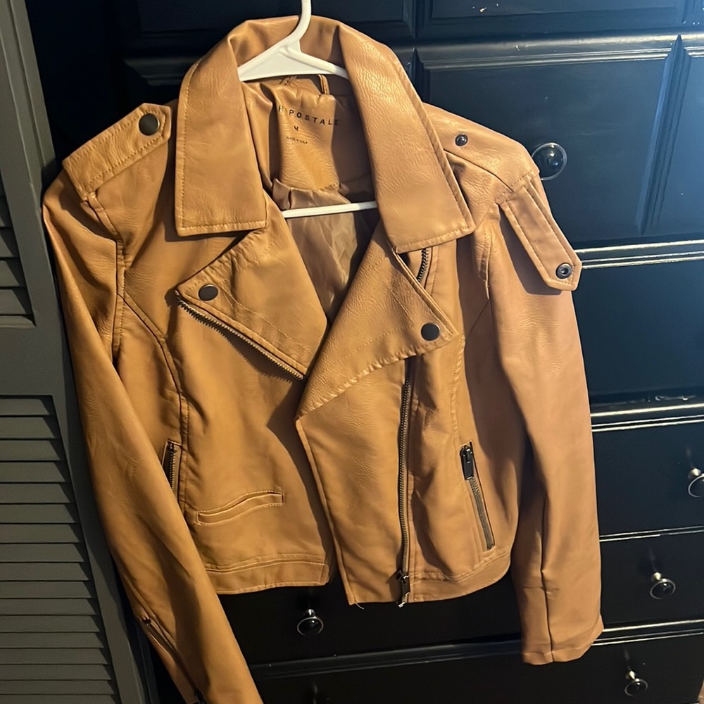 Aeropostale M faux leather jacket brown